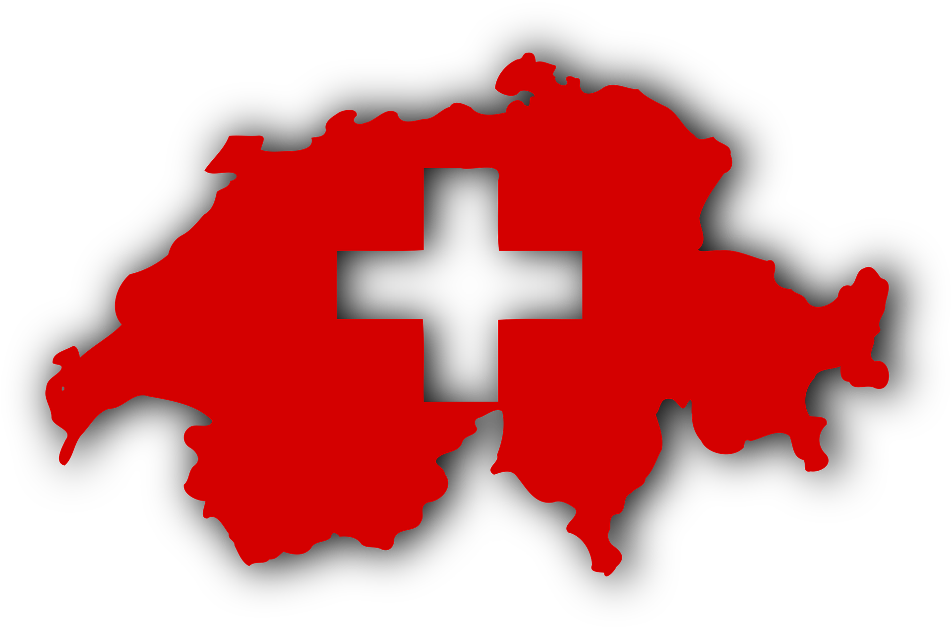 Image de la carte de la Suisse avec la croix du drapeau découpée au centre